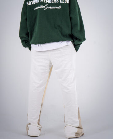 white flared sweatpants